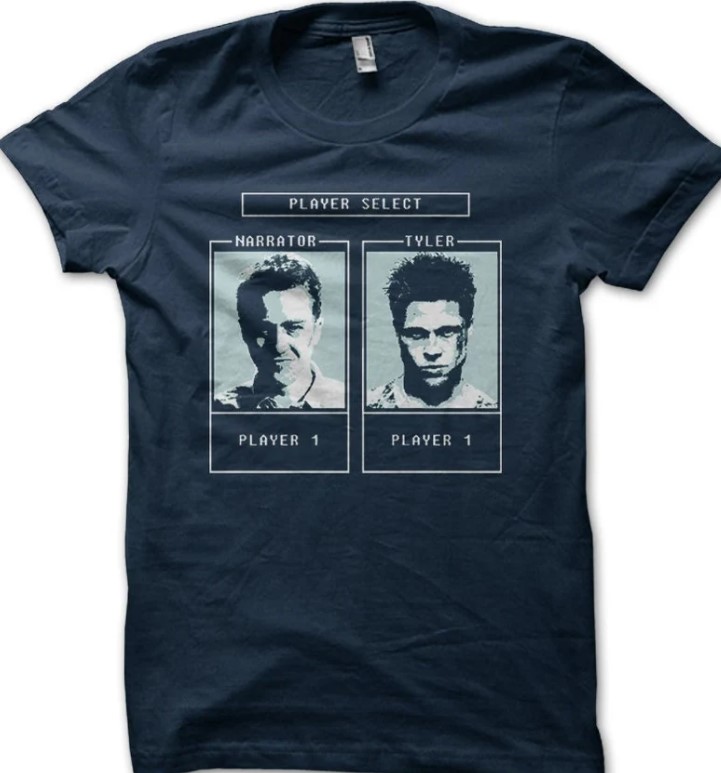 Fight Club Tyler Durden Brad Pitt Player 1 Tee Shirt Outfit, …