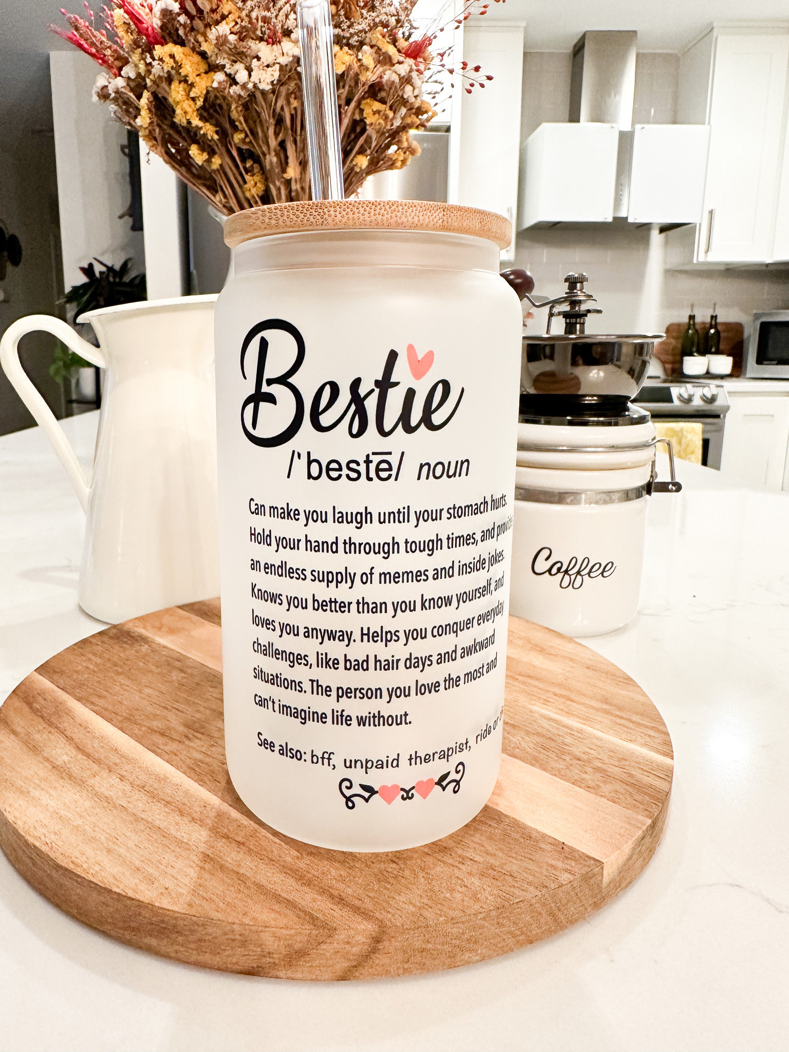 Bestie Frosted Can Glass, Birthday Iced Coffee Glass, Best F …