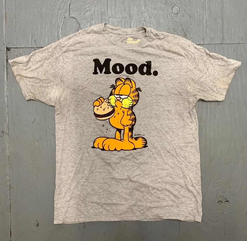 Garfield Mood T Shirt Funny Comic Hamburger Cat Cartoon Anim …