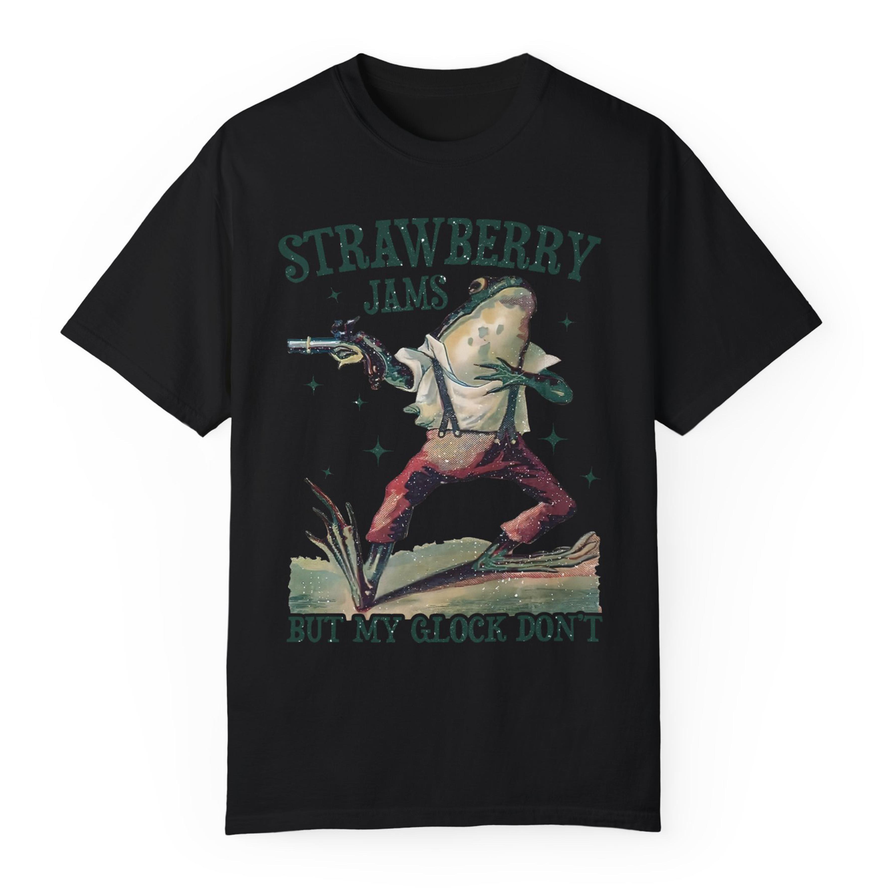 Strawberry Jams But My Glock Don’t Vintage Graphic T-Shirt, Frog Lover, Gift For Womens, Mens